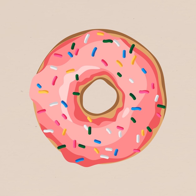 Vector gratuito donut rosa glaseado con elemento de diseño de chispas