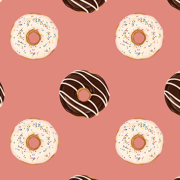 Donuts estampados sobre fondo rosa