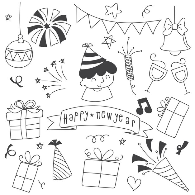 Doodle de año nuevo