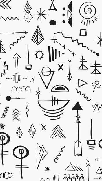 Doodle boho dibujo patrón vector fondo