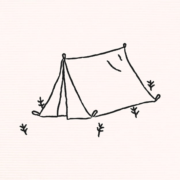 Doodle carpa en un vector de camping