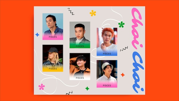 Vector gratuito doodle choi kpop photocard collage de fotos