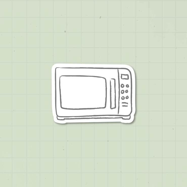 Vector gratuito doodle cocina microondas etiqueta vector