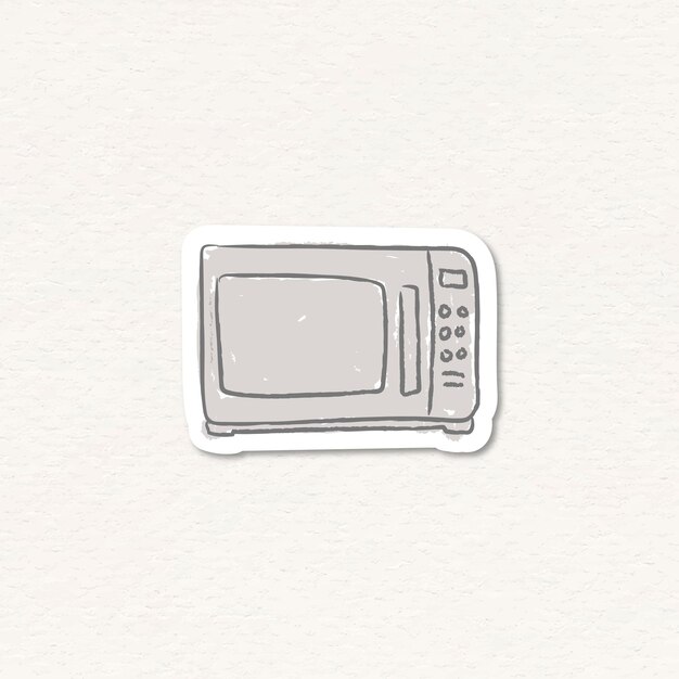 Doodle cocina microondas etiqueta vector