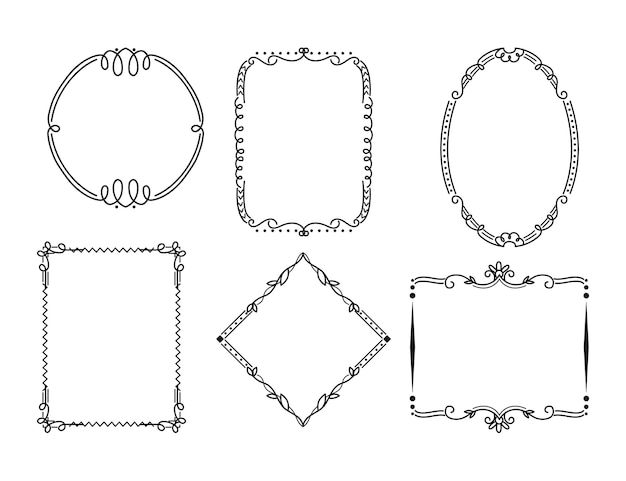Doodle conjunto de decoración de marco dibujado a mano