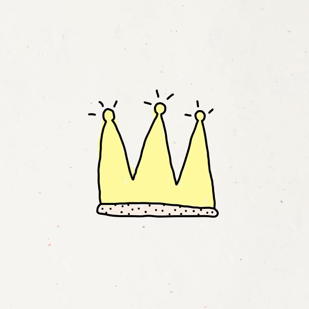 Doodle corona amarilla en un vector de fondo beige