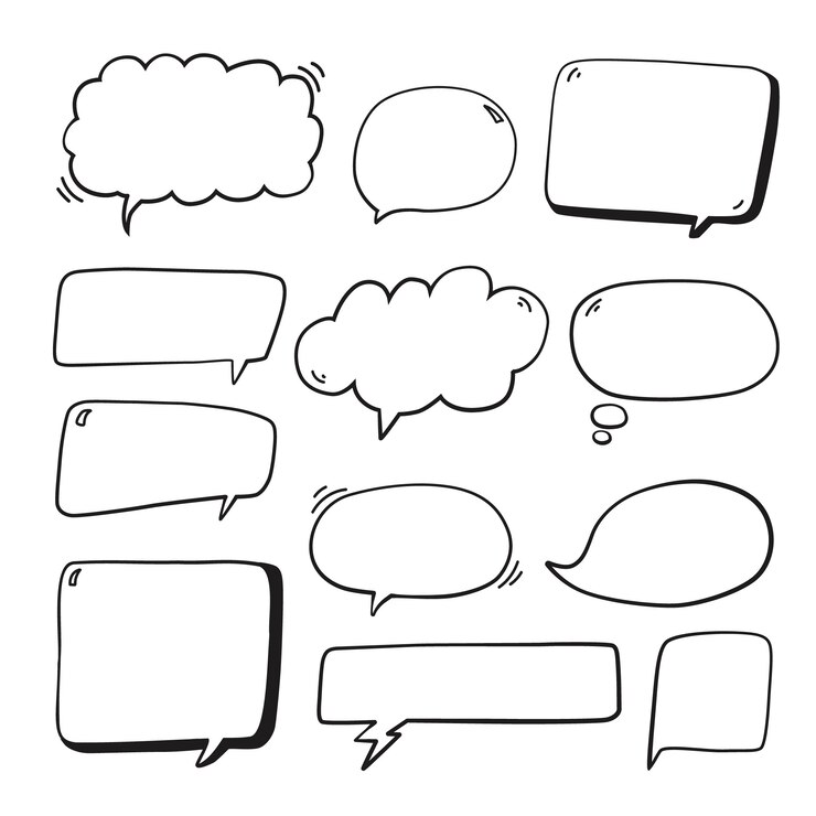 Vector gratuito doodle dibujado a mano burbujas de discurso ilustraciones