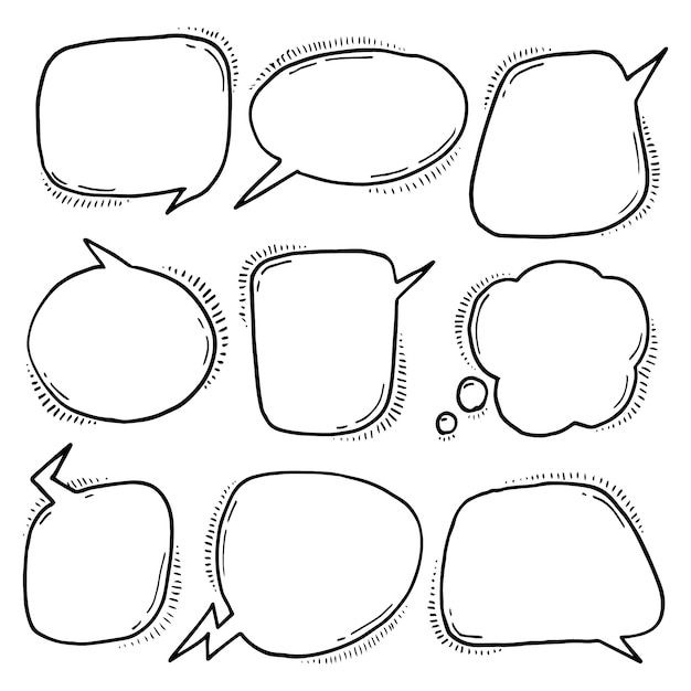 Doodle dibujado a mano colección de dibujos de burbujas de discurso