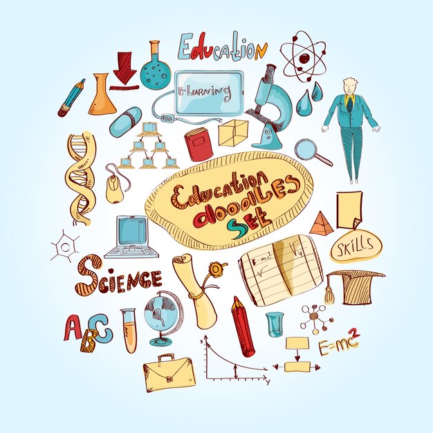 Doodle de educación de color