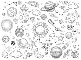 Vector gratis doodle espacial