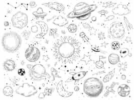 Vector gratuito doodle espacial