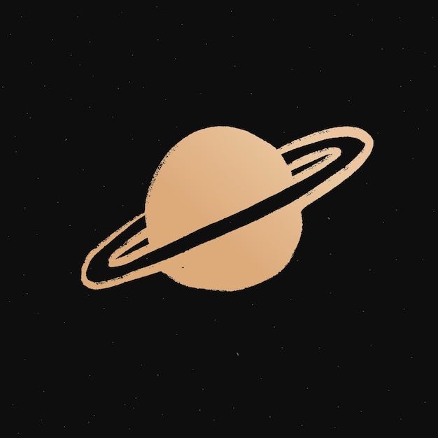 Doodle del espacio dorado de Saturno pegatina