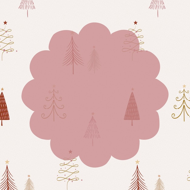 Doodle de fondo de navidad, lindo marco en rojo, vector de diseño festivo