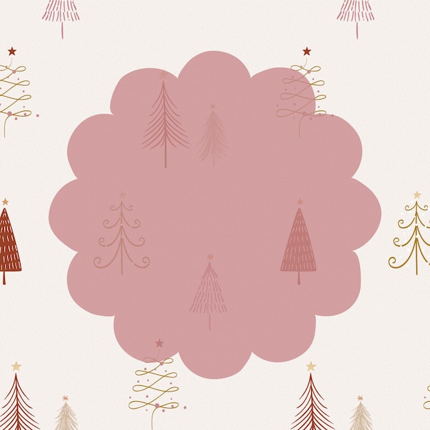 Doodle de fondo de Navidad, lindo marco en rojo, vector de diseño festivo