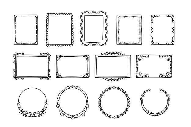 Vector gratuito doodle frame pack estilo dibujado a mano