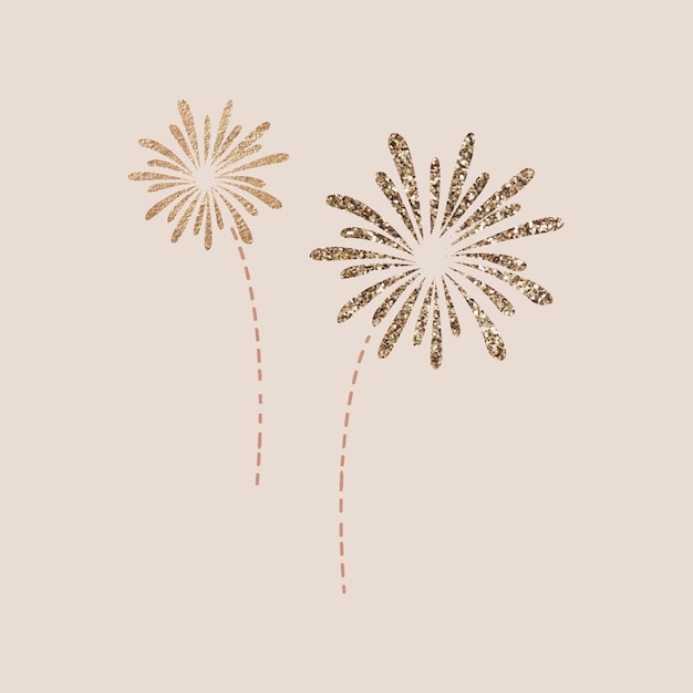 Doodle de fuegos artificiales de año nuevo sobre fondo beige