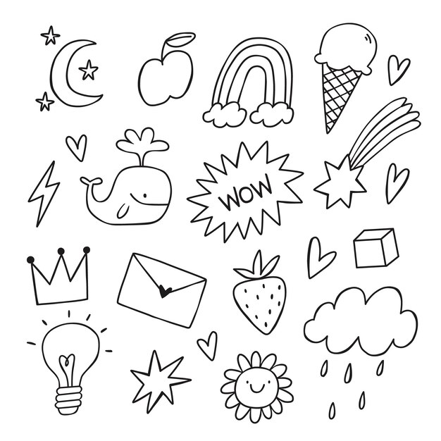 Doodle ilustraciones misceláneas dibujadas a mano
