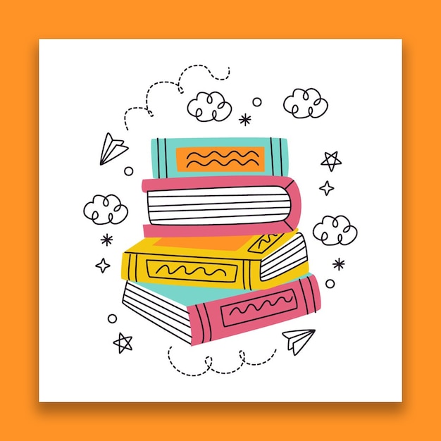 Vector gratuito doodle la imagen de perfil de linkedin de la página de la librería de la sala de lectura