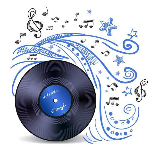 Doodle de música en vinilo.