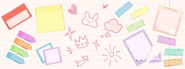 Doodle nota adhesiva de la escuela forma de marco de texto
