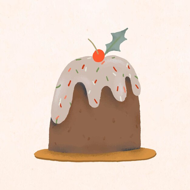 Doodle de pastel de Navidad, lindo vector de ilustración