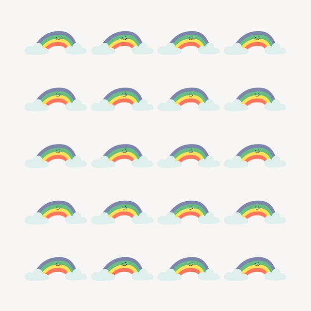 Doodle patrón cepillo ilustración vector arco iris conjunto transparente