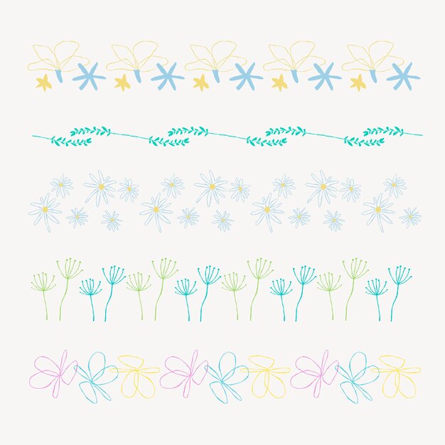 Doodle patrón cepillo ilustrador vector flor perfecta conjunto