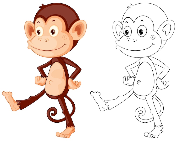 Vector gratuito doodle personaje animal para mono.