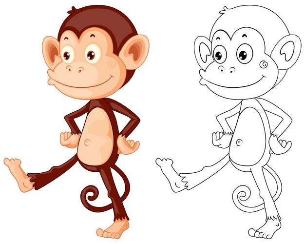 Doodle personaje animal para mono.