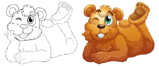 Vector gratuito doodle personaje animal para oso