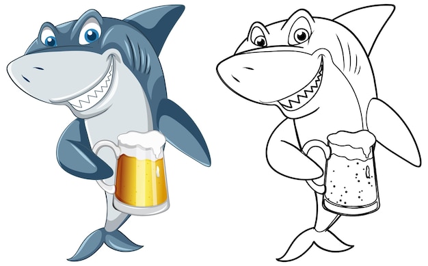 Vector gratuito doodle personaje animal para tiburón.