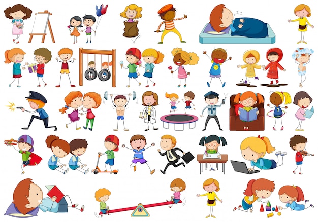 Doodle simple estilo niños en un set.