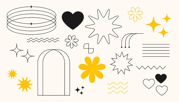 Vector gratuito doodle style y2k geometric shapes symbol design