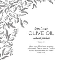 Vector gratis doodle de tarjeta de diseño de tipografía con inscripción sobre ilustración de producto natural de aceite de oliva virgen extra