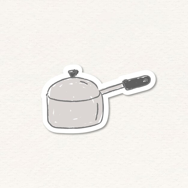 Doodle vector de etiqueta de cacerola de acero inoxidable