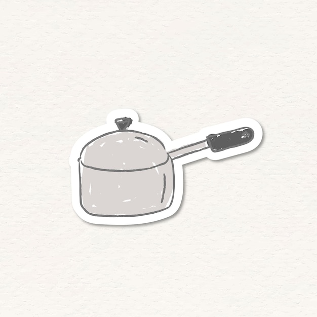 Doodle vector de etiqueta de cacerola de acero inoxidable