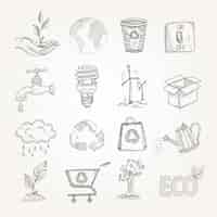 Vector gratuito doodles ecology set