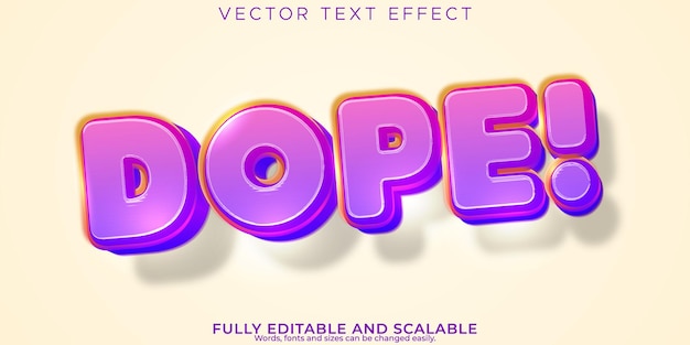 Vector gratuito dope efecto de texto colorido editable estilo de texto en negrita moderno y elegante