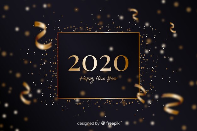 Dorado año nuevo 2020 con confeti