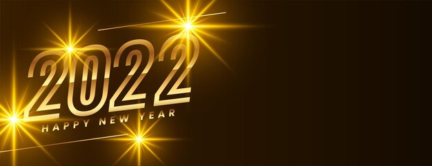 Dorado feliz año nuevo 2022 celebración brillante banner