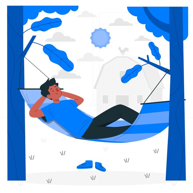 Dormir en una hamaca Ilustración del concepto