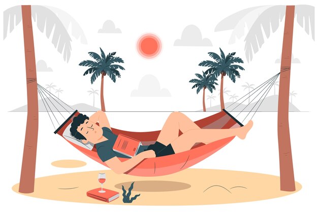 Dormir en una ilustración del concepto de hamaca