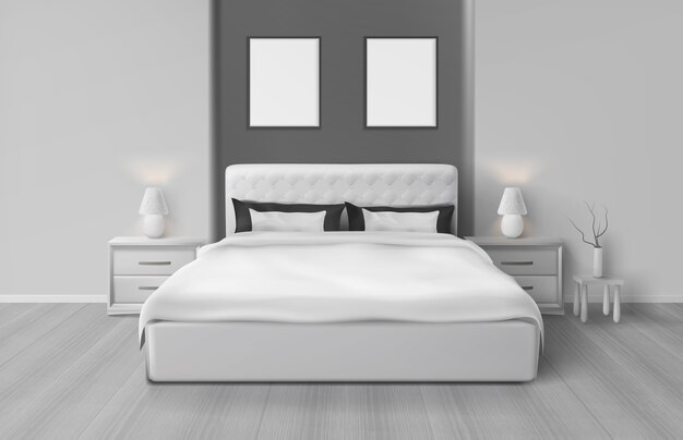 Dormitorio minimalista y realista