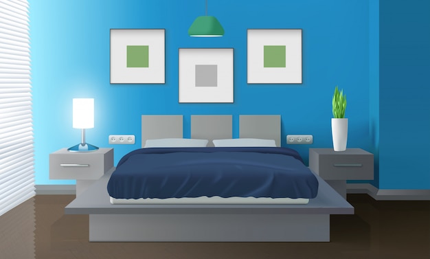 Dormitorio moderno interior azul