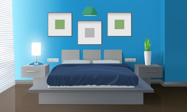 Dormitorio moderno interior azul