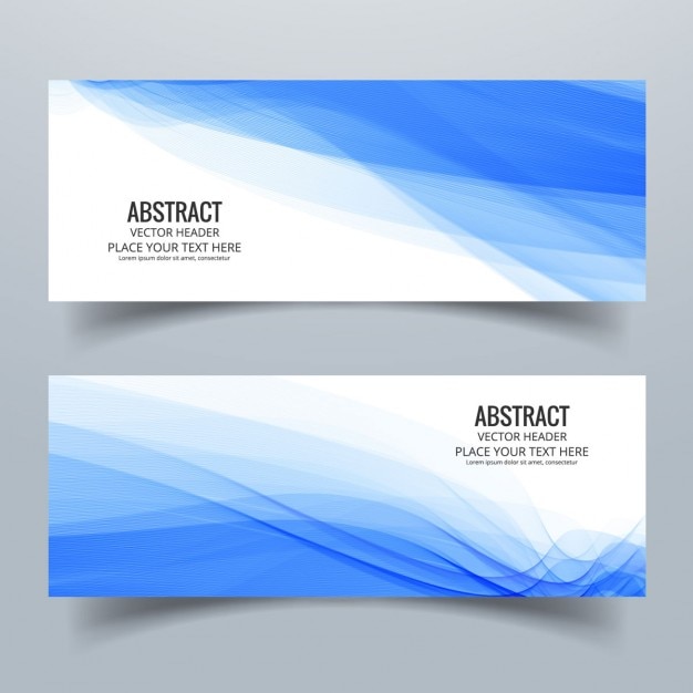 Dos banners abstractos con formas azules onduladas
