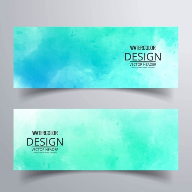 Vector gratuito dos banners con acuarela turquesa