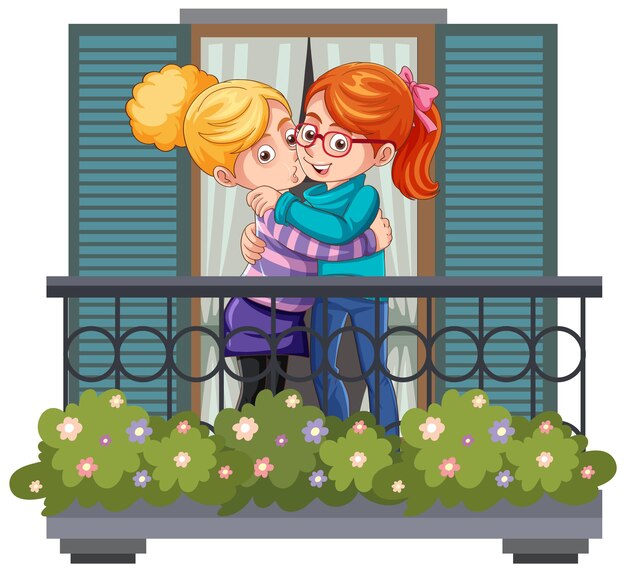 Dos chicas abrazándose y besándose