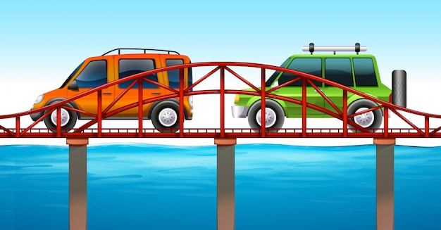 Dos coches en el puente