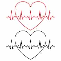 Vector gratuito dos contornos de corazón de línea ecg de latido